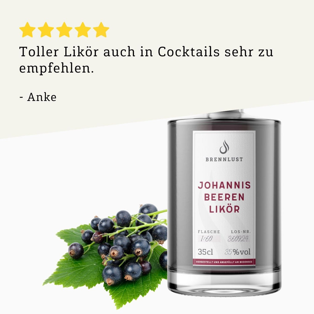 Rezension 5 Sterne | Johannisbeeren Likör 350ml Flasche von BRENNLUST Destillerie Bodensee