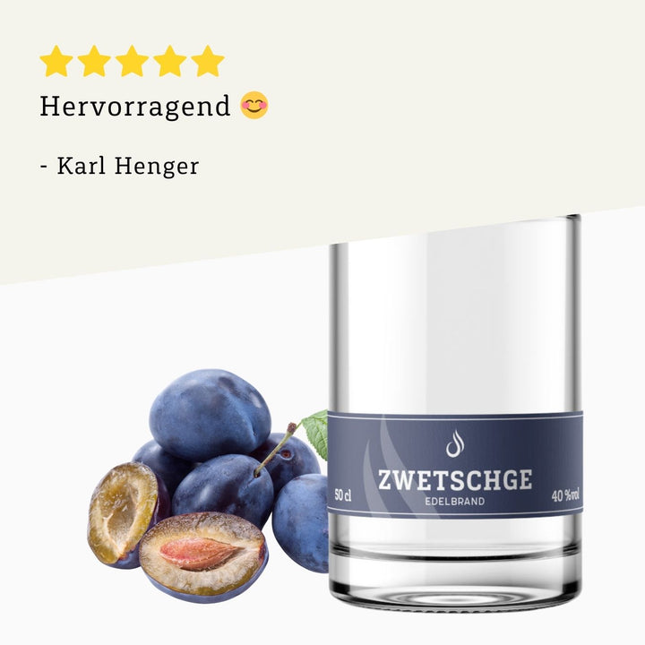 Rezension 5 Sterne | Zwetschge Obstbrand 500ml Flasche von BRENNLUST Destillerie Bodensee