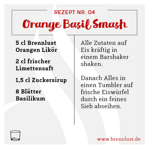 Rezeptkarte von Brennlust: Orange Basil Smash